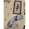 Image 5 : Silk Floral & Bird Place-mats, Floral Cross Stitch Framed Picture, Fans, Asian Signed Picture