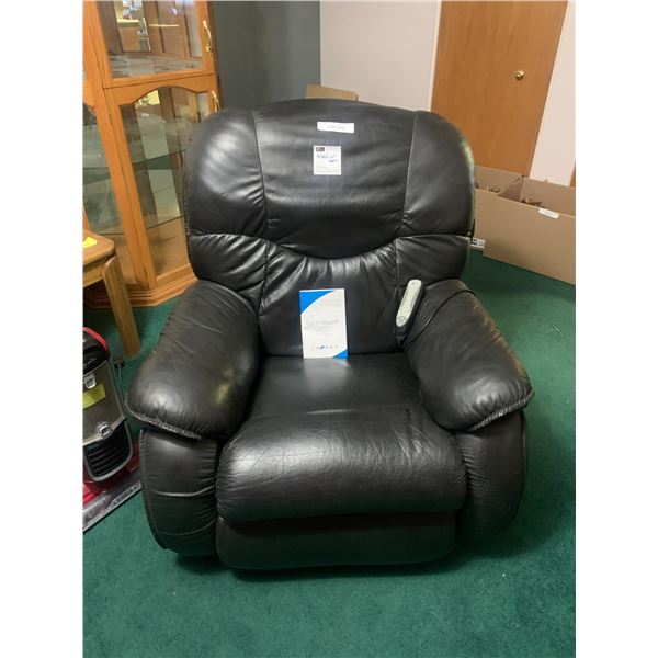 Lazy Boy - La-Z-Touch Black Leather Massage System & Heat Reclining Chair w Instructions