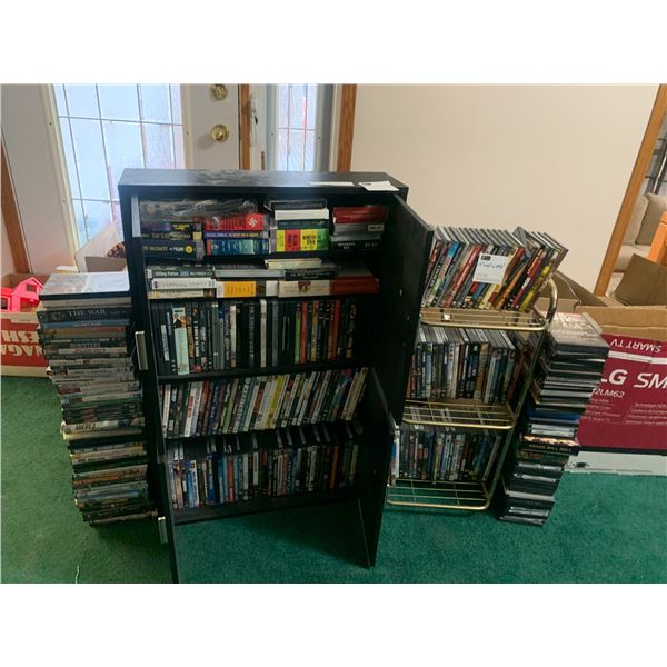 Black DVD Cabinet, Metal Stand, Massive Collection of DVD Movies