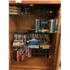 Image 5 : Wood & Glass Cabinet w 6 Shelves, Zenith VHS, Citizen DVD/VHS Combo, Gadget Tree Light-up CD Boom Bo