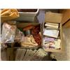 Image 3 : 2 Boxes of Vintage Sewing Patterns, Fabric, Yarn, Sewing Table, Steamette Tiered Sewing Box w Suppli