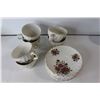 Image 2 : (6) Rosewood Tea Cups, (8) Rosewood Saucers, Cream & Sugar, Tea Cup & Saucer, Cutlery Knives, Glass 