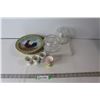 Image 1 : (3) Poultry Theme Dishes, (2) Glass Bowls, (4) Egg Cups, Michael C. Fina Silver 2 Tier Tray