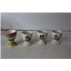 Image 4 : (3) Poultry Theme Dishes, (2) Glass Bowls, (4) Egg Cups, Michael C. Fina Silver 2 Tier Tray