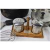 Image 2 : Pots & Pans - Can Opener - Kitchen Utensils - Salt & Pepper Shakers in Holder