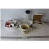 Image 1 : Corning Ware Casserole & (4) Matching Bowls, (4) Mugs, Casserole, Water Bottle Infuser