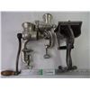 Image 1 : (2) Vintage Meat Grinders and Wear-Ever Aluminum Hand Press
