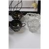 Image 3 : Brass Goblet Set w/ Creamer & Sugar Bowls, Tealight Lantern, Desk Lamp, Metal Flower Picture, Misc.