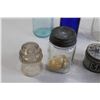 Image 5 : (2) Glass Bottles, (2) Glass Jars, Vintage Box and Tin, Misc.