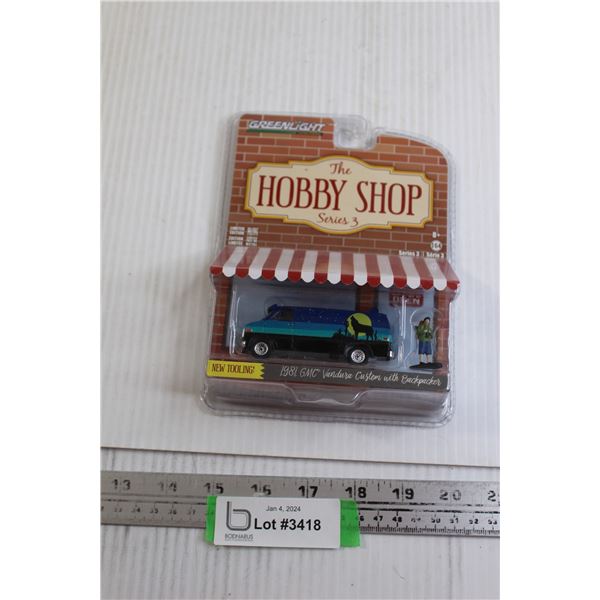 The Hobby Shop Series 3 1981 GMC Vandura Custom with Backpacker Toy - Sealed, 1/64 Scale