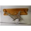 Image 1 : Wooden Shelf w/Hockey Stick Cut-Out (36"w x 8"h x 5 1/2") - Moose Shed