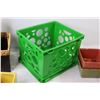 Image 2 : Plastic Crate - Metal Woven Basket - Small Ceramic Plant Pots - Vase