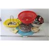 Image 1 : Assortment of Kitchen Ware - Wax - Strainers - Bowl