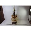 Image 1 : Vintage Lamp - Glass & Metal w/Amber Glass Crystals (working)