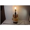 Image 2 : Vintage Lamp - Glass & Metal w/Amber Glass Crystals (working)