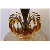 Image 3 : Vintage Lamp - Glass & Metal w/Amber Glass Crystals (working)