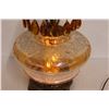 Image 6 : Vintage Lamp - Glass & Metal w/Amber Glass Crystals (working)