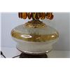 Image 8 : Vintage Lamp - Glass & Metal w/Amber Glass Crystals (working)