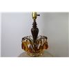 Image 9 : Vintage Lamp - Glass & Metal w/Amber Glass Crystals (working)