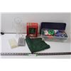 Image 1 : Christmas Tree Night Light, (2) Glitter Icicle Ornaments, Tablecloth, Box of Christmas Light Replace