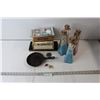 Image 1 : Cast Frying Pan, (4) Decorative Sea Shell Bottles, Cigar Box, Stickers, Lock Set, Logitech Tablet Ke