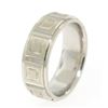 Image 3 : Men's 14k Solid White Gold Comfort Fit Dual Finish Coffered Band Ring Size 7