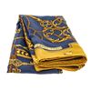 Image 5 : Hermes Blue and Golden Silk Les Clefs Scarf