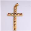 Image 2 : 18K Yellow Gold, Sapphire & Diamond Cross Pendant by Carlo Rici