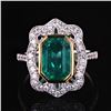 Image 1 : 3.18 ctw Emerald and 0.59 ctw Diamond 18K White and Yellow Gold Ring