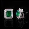 Image 2 : 7.65 ctw Emerald and 1.50 ctw Diamond Platinum Earrings