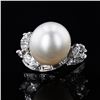 Image 1 : 13.0mm PEAR SHAPE White South Sea Pearl and 1.35 ctw Diamond Platinum Ring