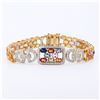 Image 1 : 22.42 ctw Multi-Color Sapphire and 1.04 ctw Diamond 14K Yellow Gold Bracelet
