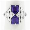 Image 1 : 14K White Gold 1.80 ctw Amethyst & Diamond Filigree Etched Milgrain Platter Ring