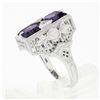 Image 8 : 14K White Gold 1.80 ctw Amethyst & Diamond Filigree Etched Milgrain Platter Ring