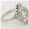 Image 4 : Antique 14K White Gold 1.67 ctw European & Single Cut Diamond Rhombus Platter Ri