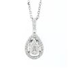 Image 2 : 14K White Gold Diamond Tear Drop Pear Solitaire Cluster Petite Pendant Necklace