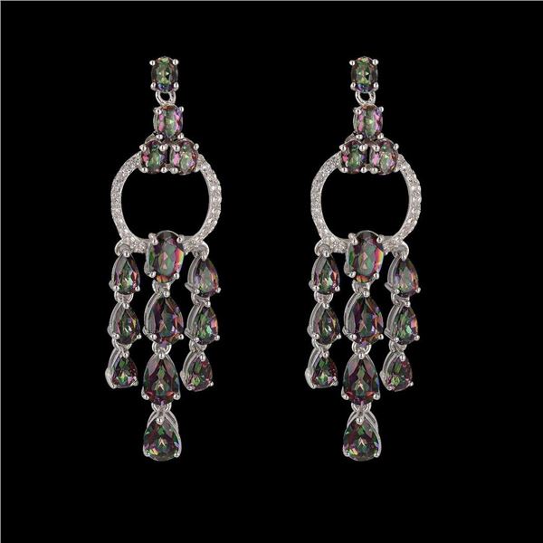 6.19 ctw Oval and Pear Mystic Quartz and 0.30 ctw White Topaz Earrings