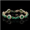 Image 3 : 12.17 ctw Emerald and 1.42 ctw Diamond 14K Yellow Gold Bracelet