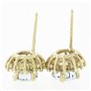 Image 6 : NEW 14k Yellow Gold 2.12 ctw Round Aquamarine Diamond Halo Cluster Stud Earrings