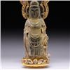 Image 3 : Large 18K Yellow Gold & Diamond Pendant with Carved Citrine Guanyin by Carlo Ric