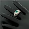 Image 7 : Platinum 1.04 ctw Radiant Emerald & Diamond Milgrain Filigree Etched Cocktail Ri