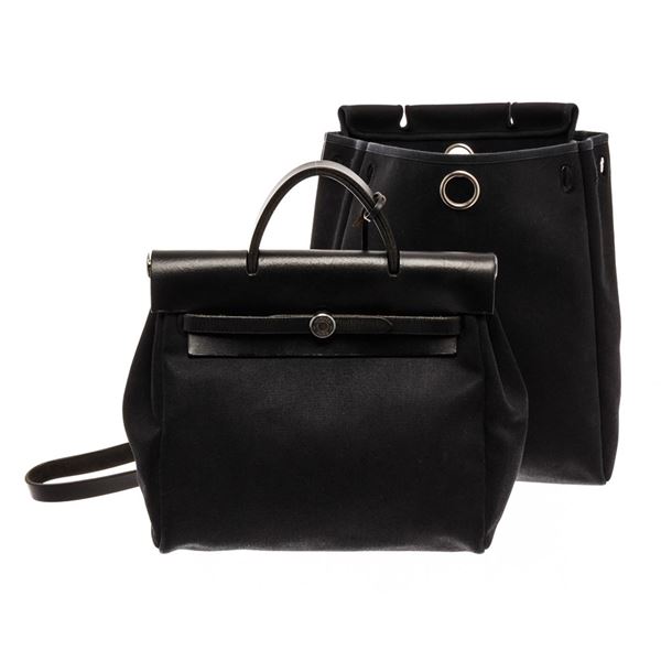 Hermes Black Canvas Toile Off Herbag