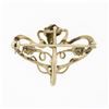 Image 3 : Antique Art Nouveau 14k Gold Seed Pearl Enamel Dual Swan Floral Open Brooch Pin