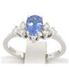 Image 3 : 14K White Gold .93 ctw Pear Cut Solitaire Tanzanite & Round Diamonds Accents Rin
