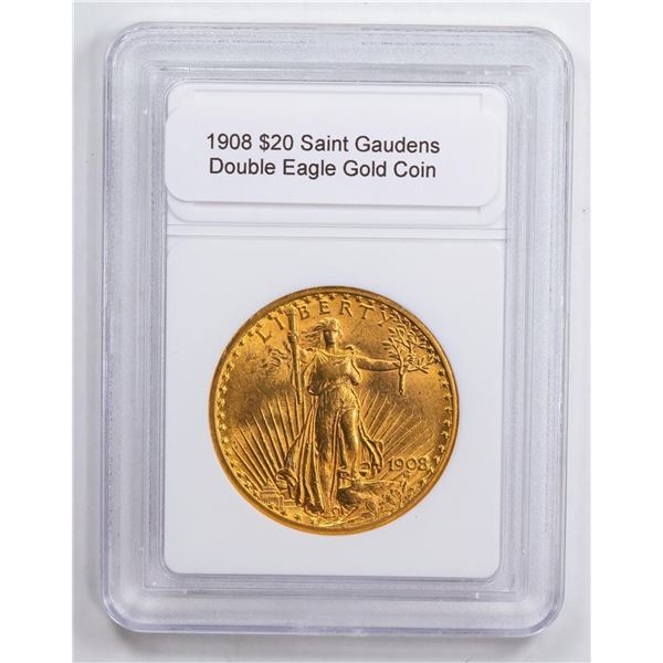 1908 $20 Saint Gaudens Double Eagle Gold Coin