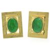 Image 2 : Vintage Men's 14k Yellow Gold EGL Deep Green Jadeite Jade Rectangular Cufflinks