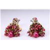 Image 2 : Pair Antique Indian Gold Topped Silver Ruby & Diamond Chandelier Earrings