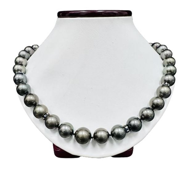 Pearl and Diamond Necklace - 14KT Yellow Gold