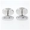 Image 2 : NEW Men's Round 14K White Gold Black Onyx Ribbed Circle Disc Swivel Cuff Links
