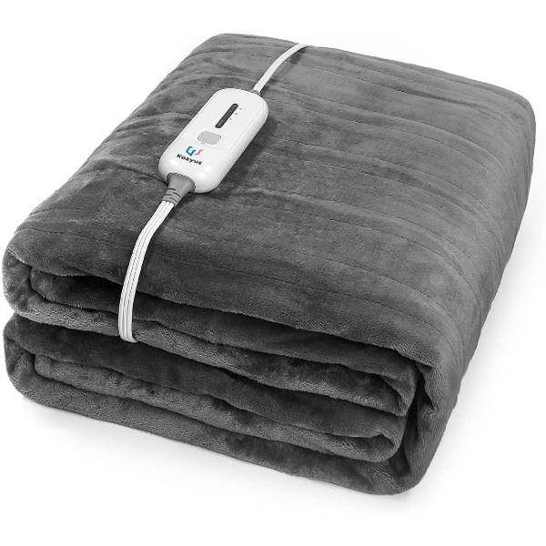 Plush Electric Blanket Grey Twin